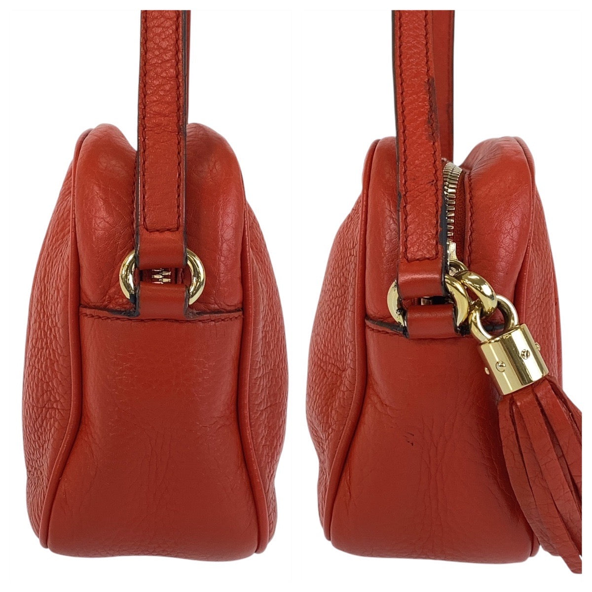 14700
 GUCCI Soho Interlocking Red Gold Hardware Leather 308364 Crossbody Shoulder Bag Pochette Women's