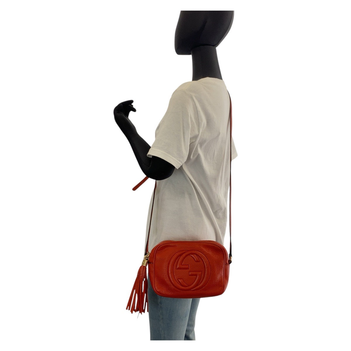 14700
 GUCCI Soho Interlocking Red Gold Hardware Leather 308364 Crossbody Shoulder Bag Pochette Women's