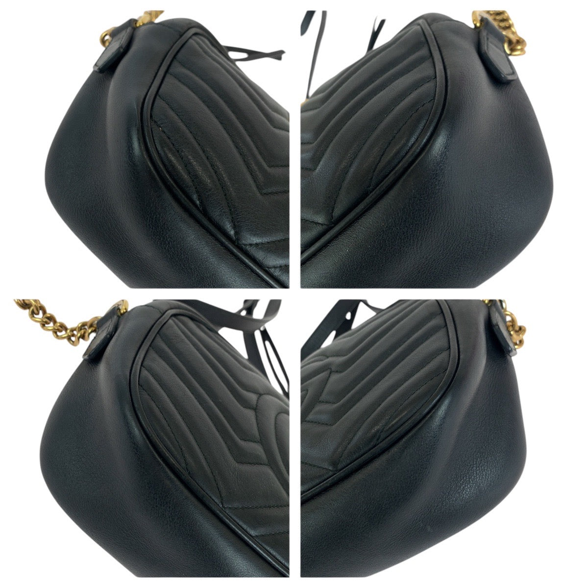 14701
GUCCI グッチ GGマーモント ブラック 黒 ゴールド金具 レザー 447632 ショルダーバッグ カメラバッグ  レディース