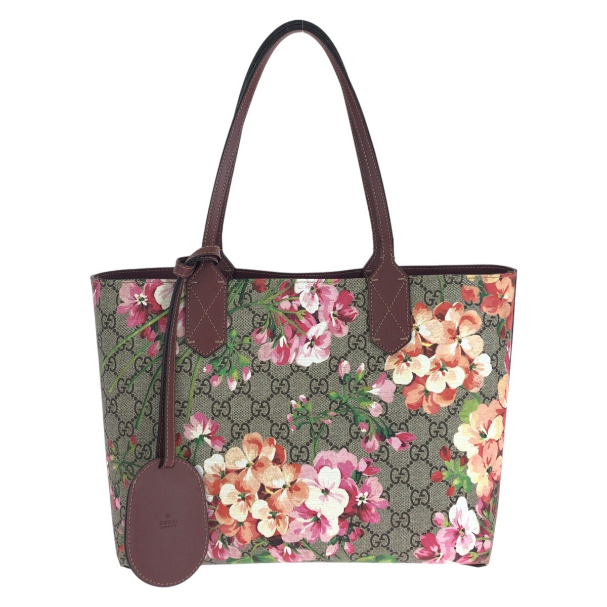 14702
GUCCI グッチ GGブルームス リバーシブル ワインレッド ボルドー グレー GGスプリームキャンバス / PVC 372613 トートバッグ ショルダーバッグ  レディース