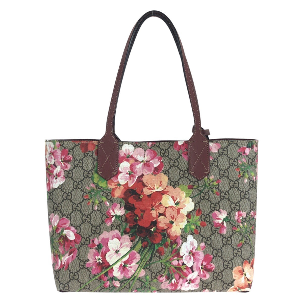 14702
GUCCI グッチ GGブルームス リバーシブル ワインレッド ボルドー グレー GGスプリームキャンバス / PVC 372613 トートバッグ ショルダーバッグ  レディース