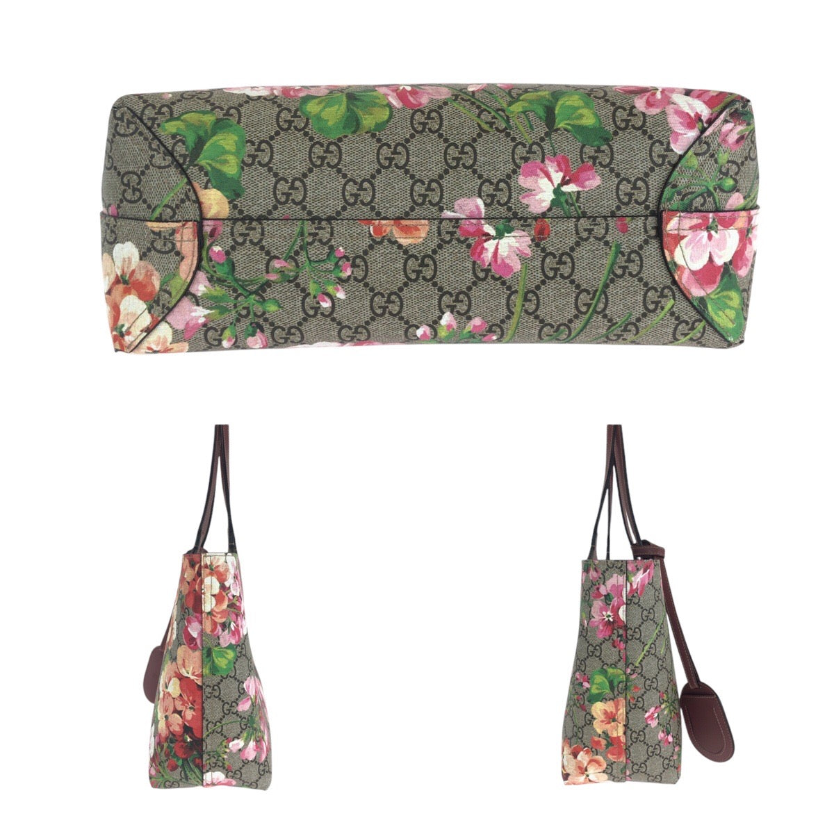 14702
GUCCI グッチ GGブルームス リバーシブル ワインレッド ボルドー グレー GGスプリームキャンバス / PVC 372613 トートバッグ ショルダーバッグ  レディース
