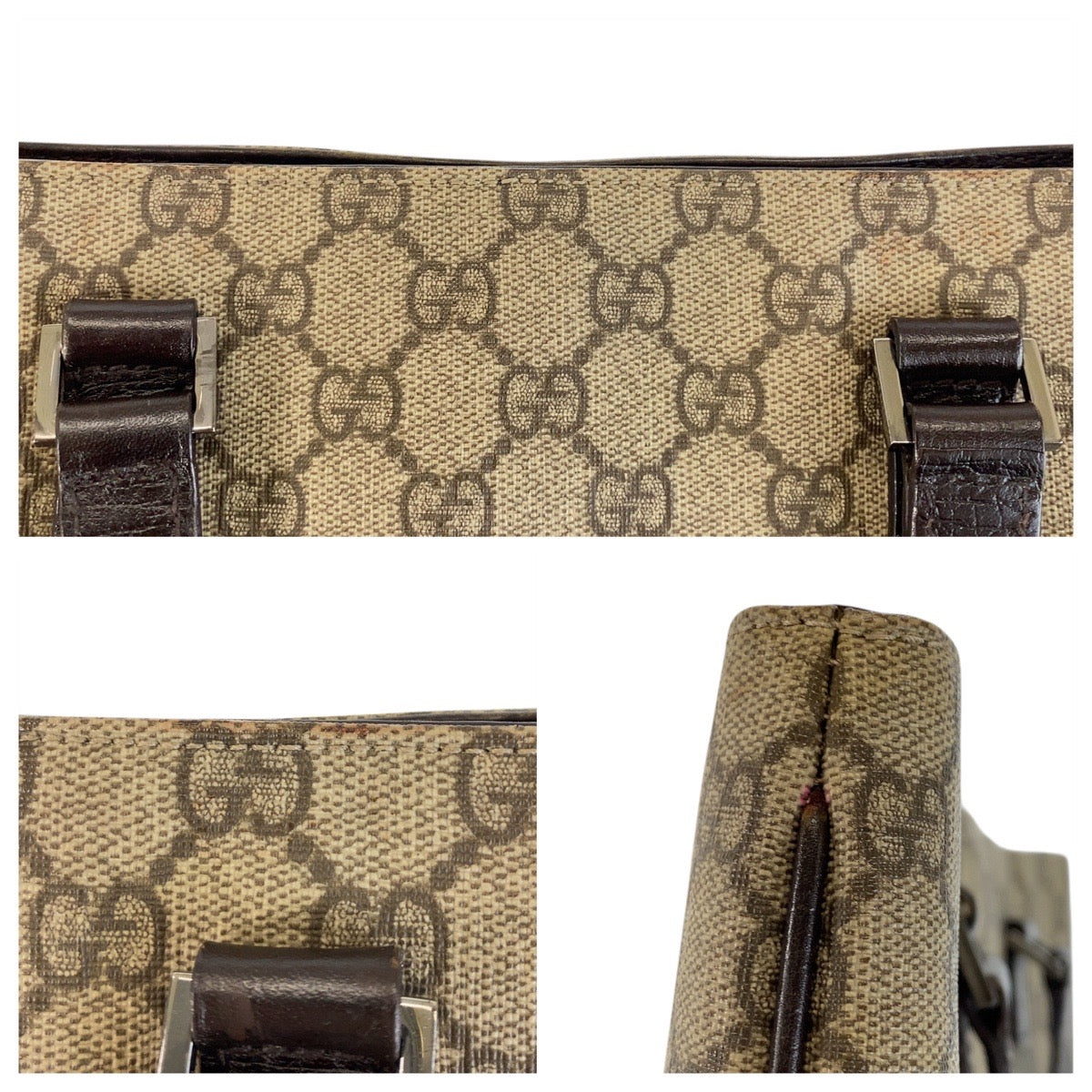 14705
GUCCI グッチ ベージュ ブラウン GGスプリームキャンバス / レザー 131258 トートバッグ  レディース