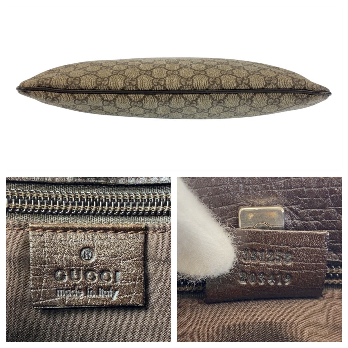 14705
GUCCI グッチ ベージュ ブラウン GGスプリームキャンバス / レザー 131258 トートバッグ  レディース