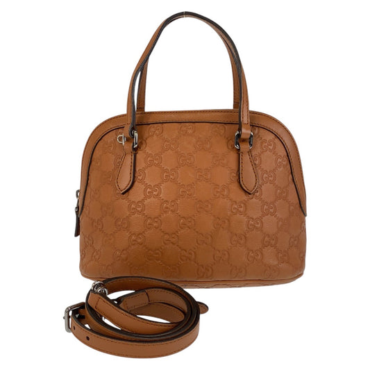 14706
GUCCI グッチ グッチシマ キャメル ブラウン シルバー金具 レザー 341504 ハンドバッグ 斜め掛け ショルダーバッグ 2way  レディース