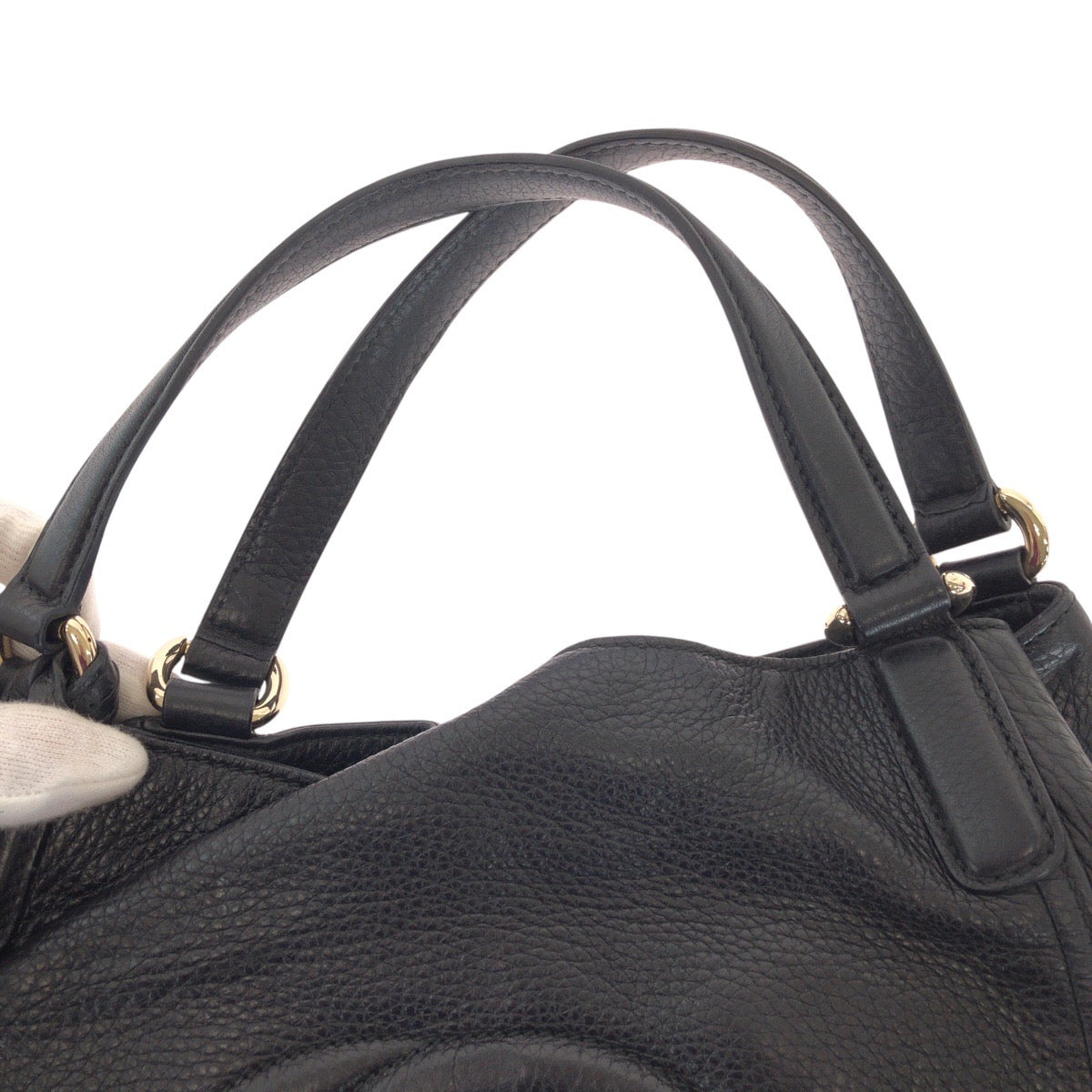 14707
GUCCI グッチ インターロッキング タッセル ソーホー ブラック 黒 ゴールド金具 レザー 282309 トートバッグ ショルダーバッグ  レディース