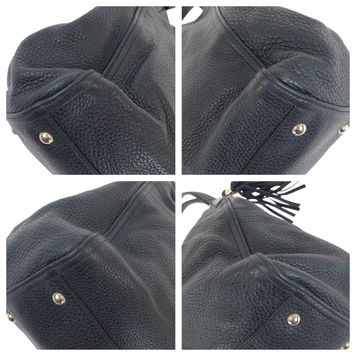 14707
GUCCI グッチ インターロッキング タッセル ソーホー ブラック 黒 ゴールド金具 レザー 282309 トートバッグ ショルダーバッグ  レディース