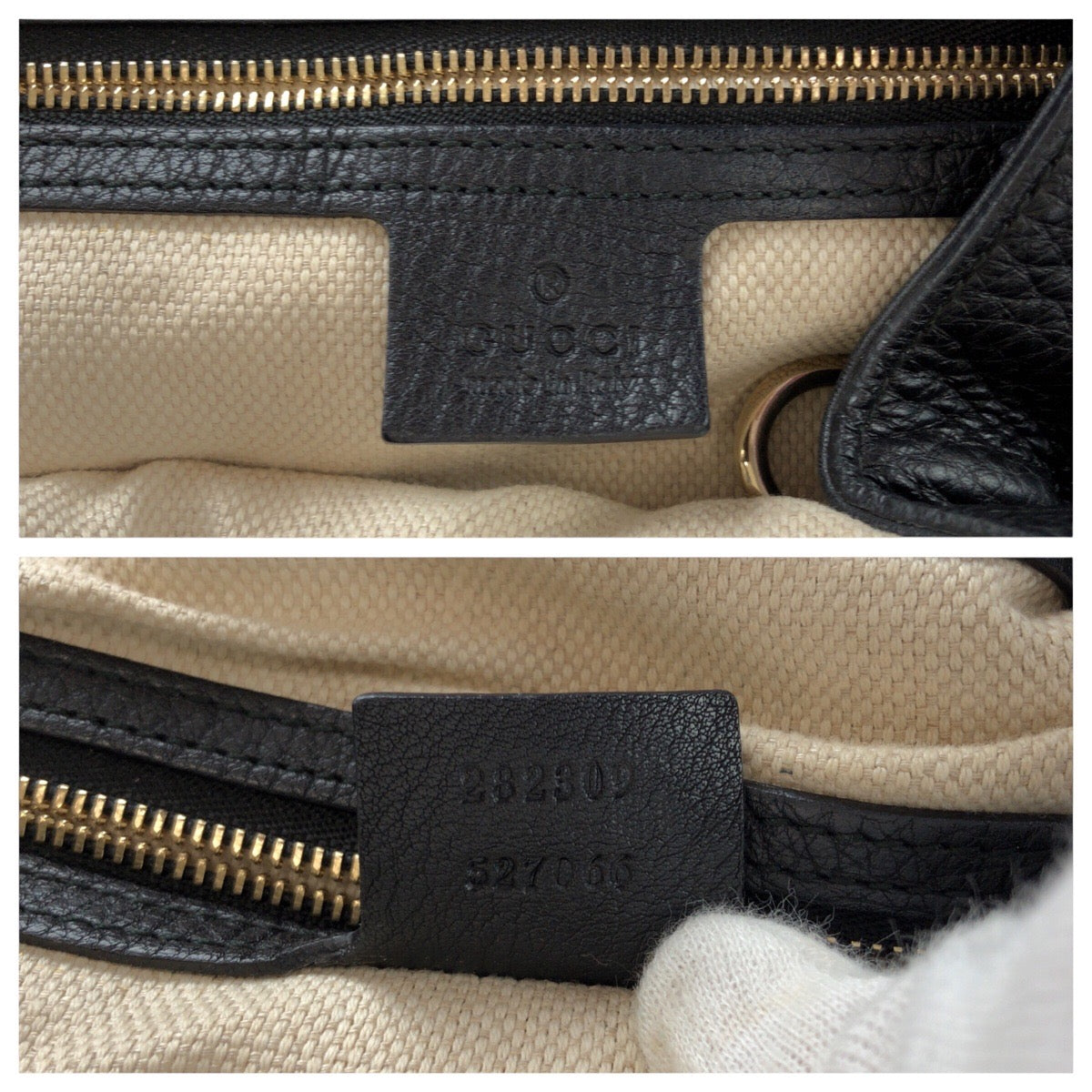 14707
GUCCI グッチ インターロッキング タッセル ソーホー ブラック 黒 ゴールド金具 レザー 282309 トートバッグ ショルダーバッグ  レディース