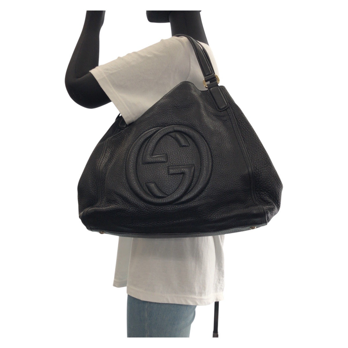 14707
GUCCI グッチ インターロッキング タッセル ソーホー ブラック 黒 ゴールド金具 レザー 282309 トートバッグ ショルダーバッグ  レディース