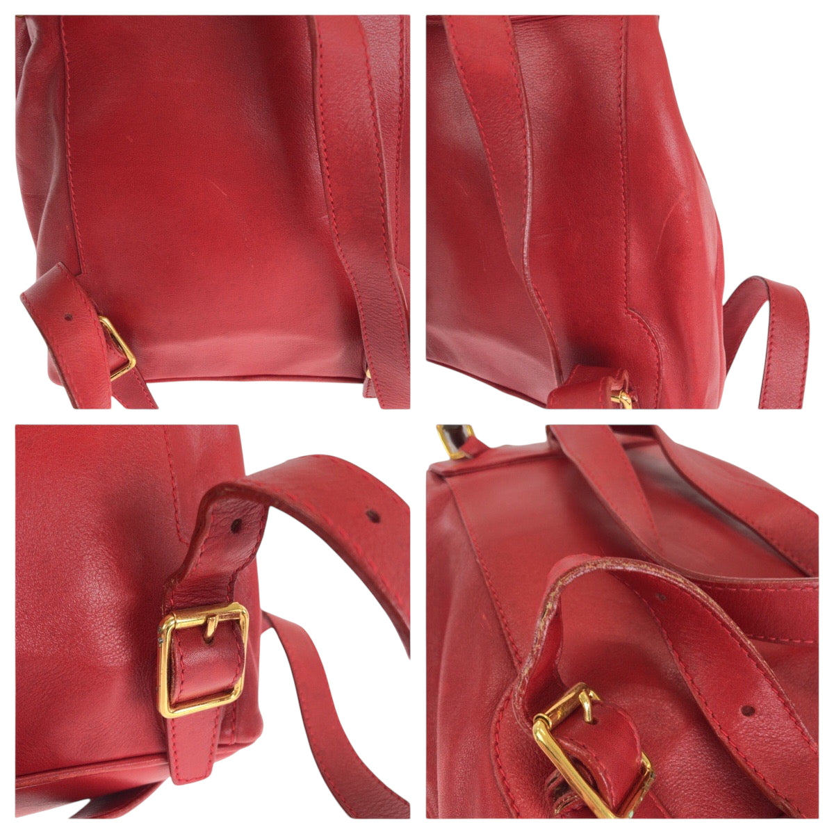 14708
GUCCI グッチ ヴィンテージ バンブー レッド ブラウン ゴールド金具 レザー 003 2058 0080 リュックサック バックパック  レディース AB18