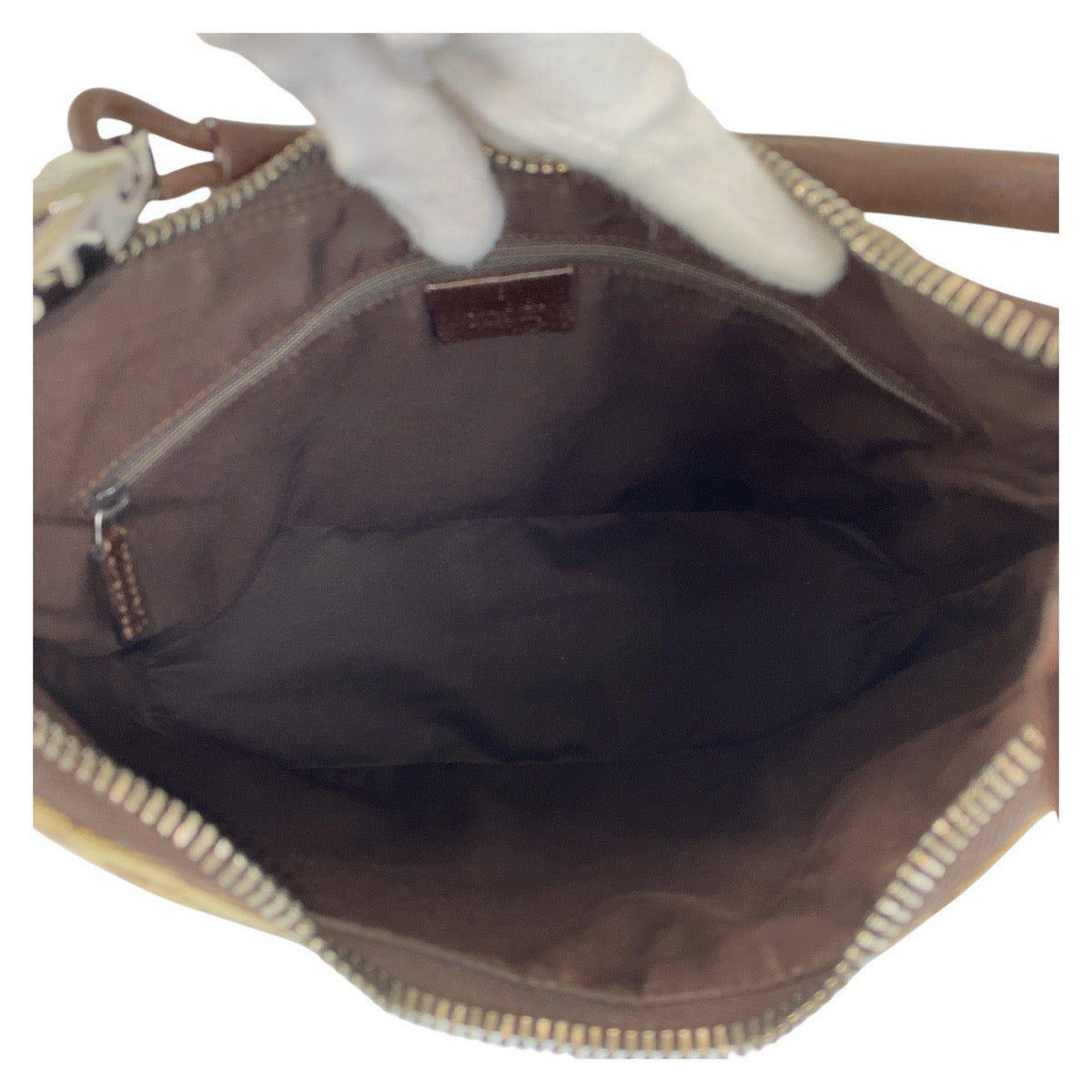 14709
GUCCI グッチ ベージュ ブラウン GGキャンバス / レザー 115003 ショルダーバッグ  レディース