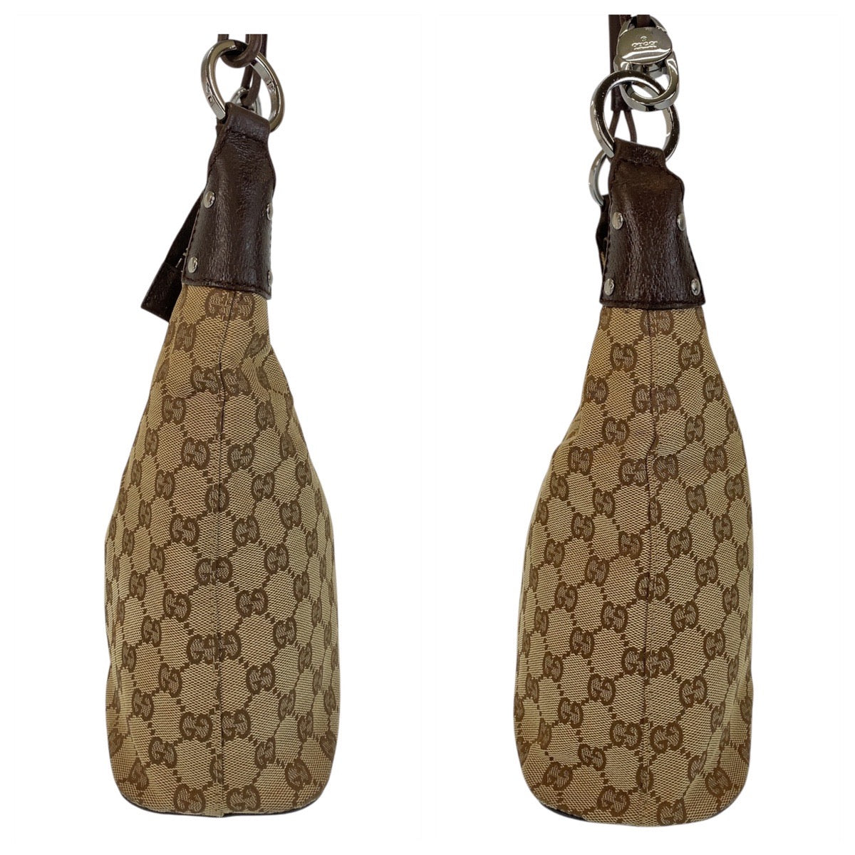 14709
GUCCI グッチ ベージュ ブラウン GGキャンバス / レザー 115003 ショルダーバッグ  レディース