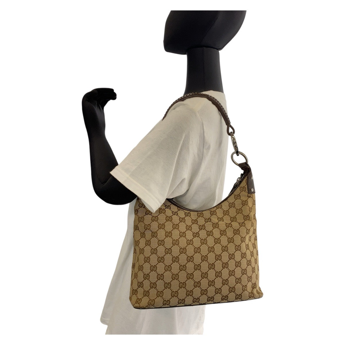14709
GUCCI グッチ ベージュ ブラウン GGキャンバス / レザー 115003 ショルダーバッグ  レディース