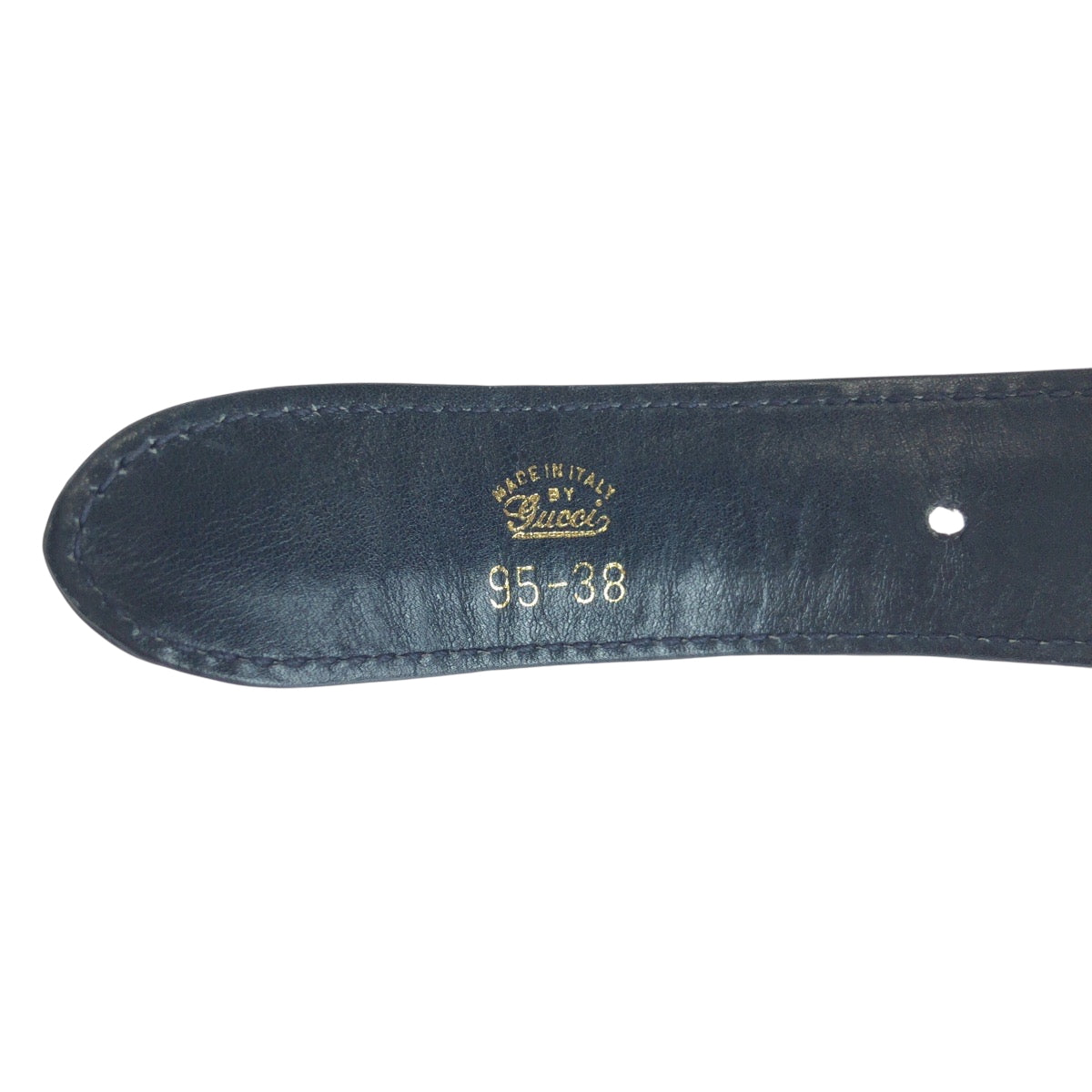 14710
GUCCI グッチ シェリーライン Gロゴ 95cm/38inc ゴールド金具 ネイビー レッド コットン ベルト バックル  メンズ