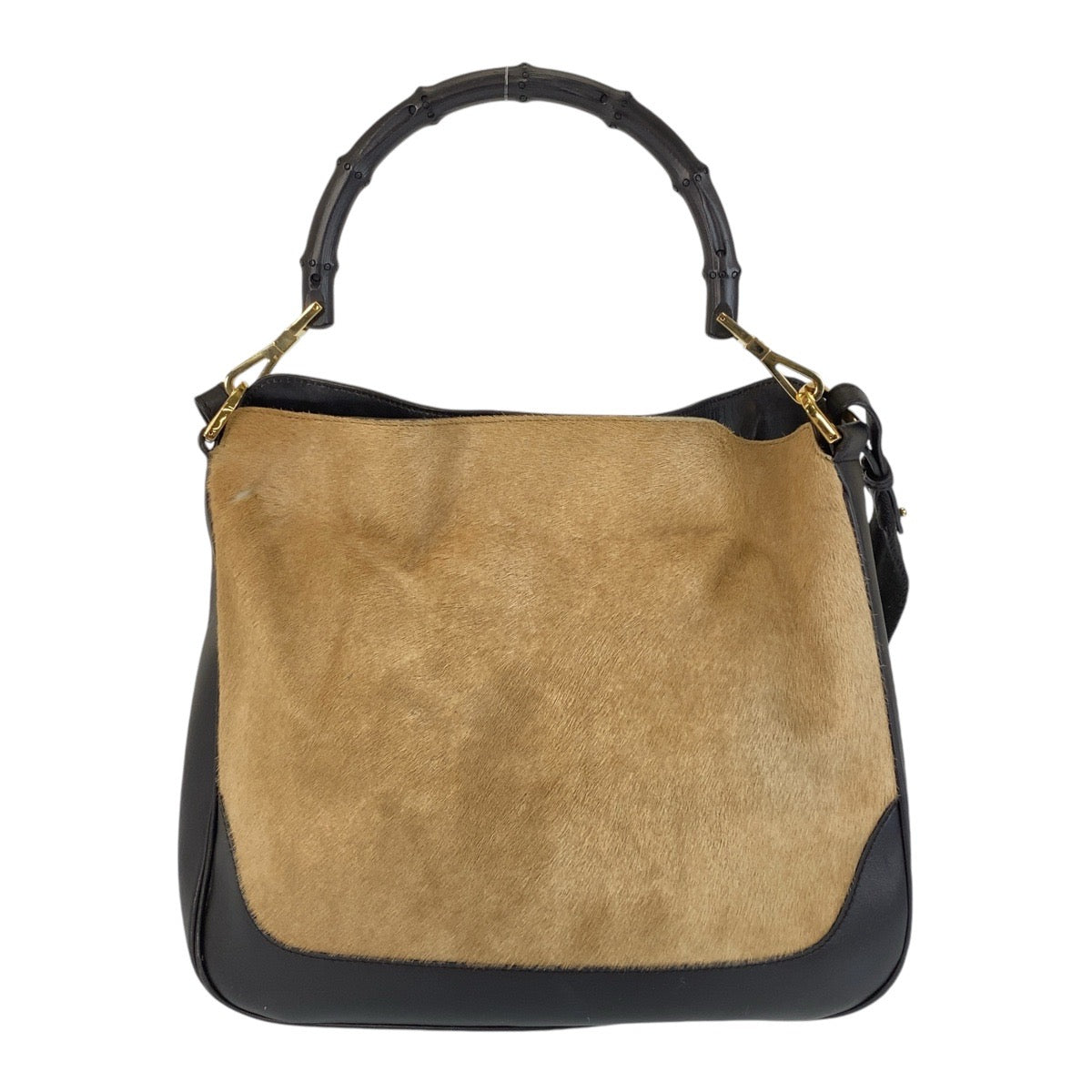 14711
GUCCI グッチ バンブー ベージュ ブラック 黒 ハラコ / レザー / バンブー 001 4095 ハンドバッグ ショルダーバッグ 2way  レディース
