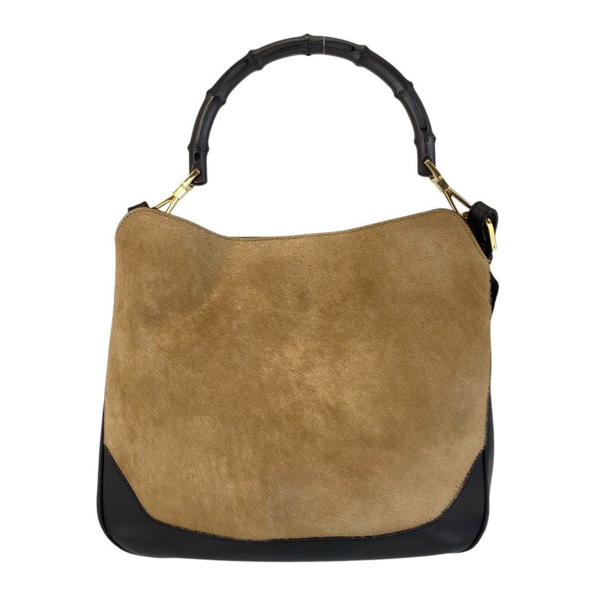 14711
GUCCI グッチ バンブー ベージュ ブラック 黒 ハラコ / レザー / バンブー 001 4095 ハンドバッグ ショルダーバッグ 2way  レディース