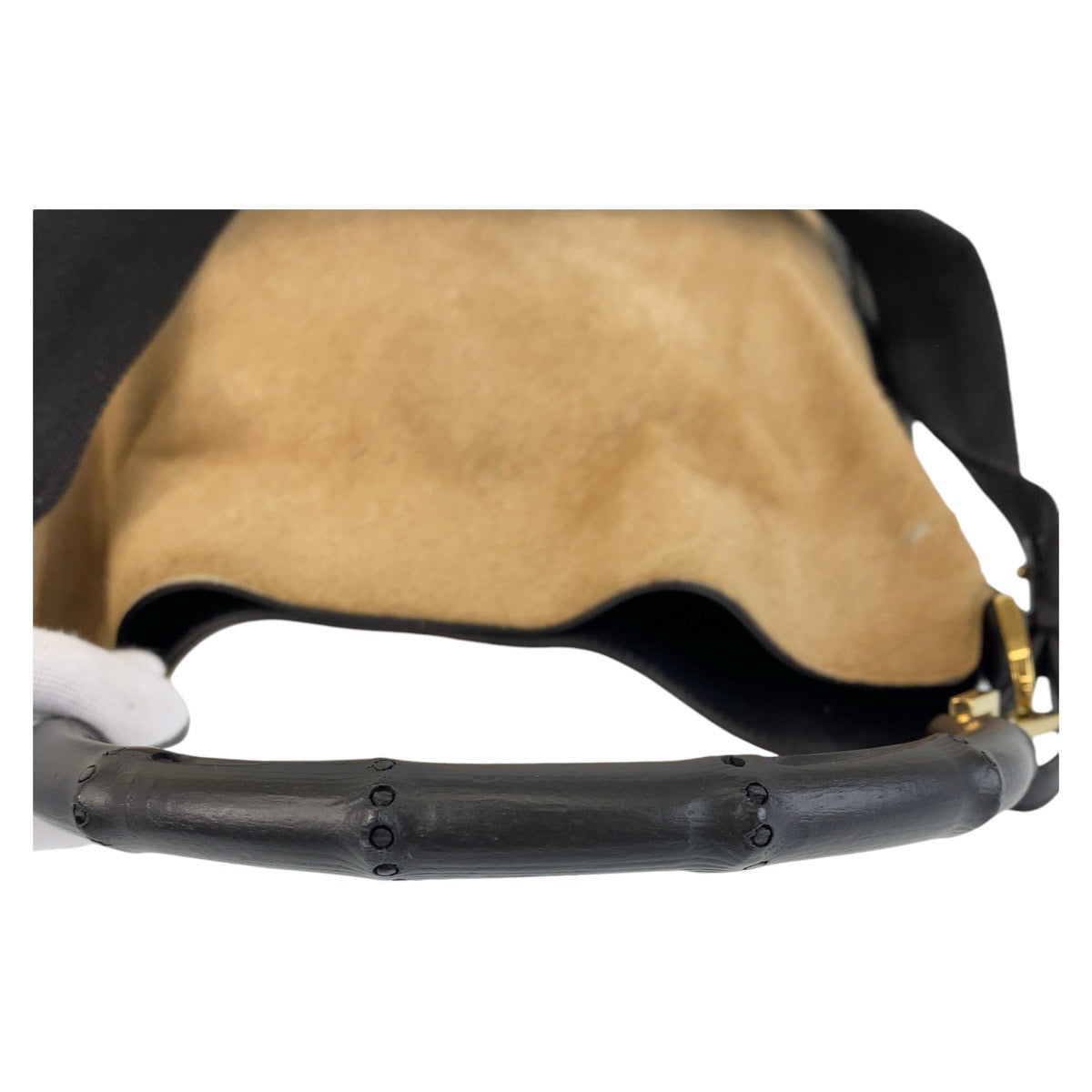 14711
GUCCI グッチ バンブー ベージュ ブラック 黒 ハラコ / レザー / バンブー 001 4095 ハンドバッグ ショルダーバッグ 2way  レディース