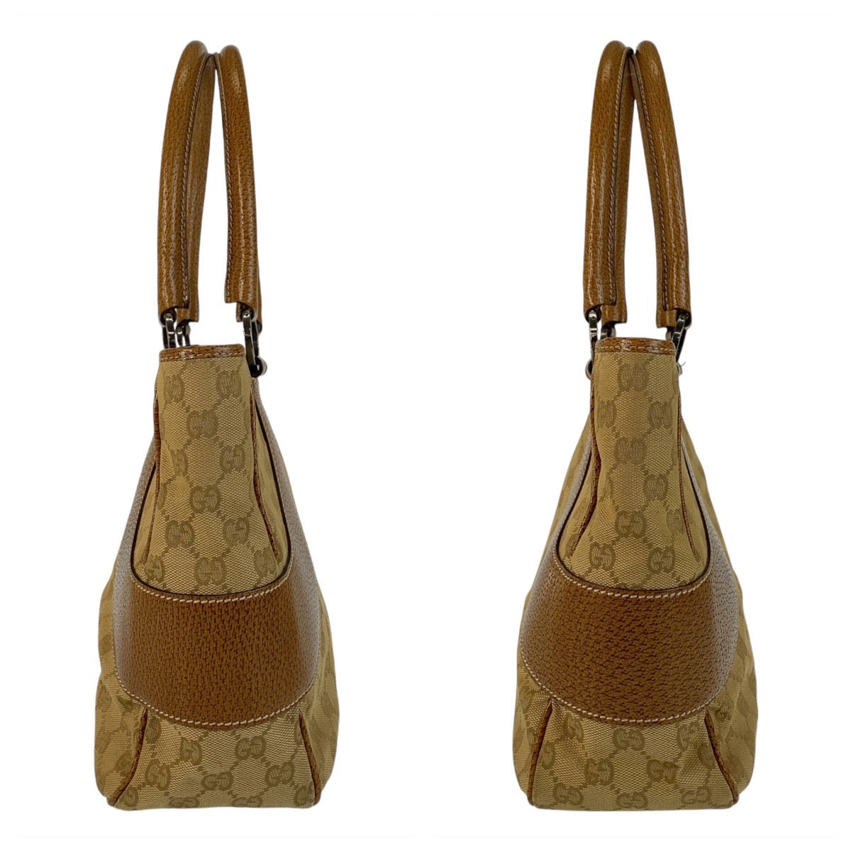 14712
GUCCI グッチ ベージュ ブラウン GGキャンバス / レザー 113011 トートバッグ ショルダーバッグ  レディース