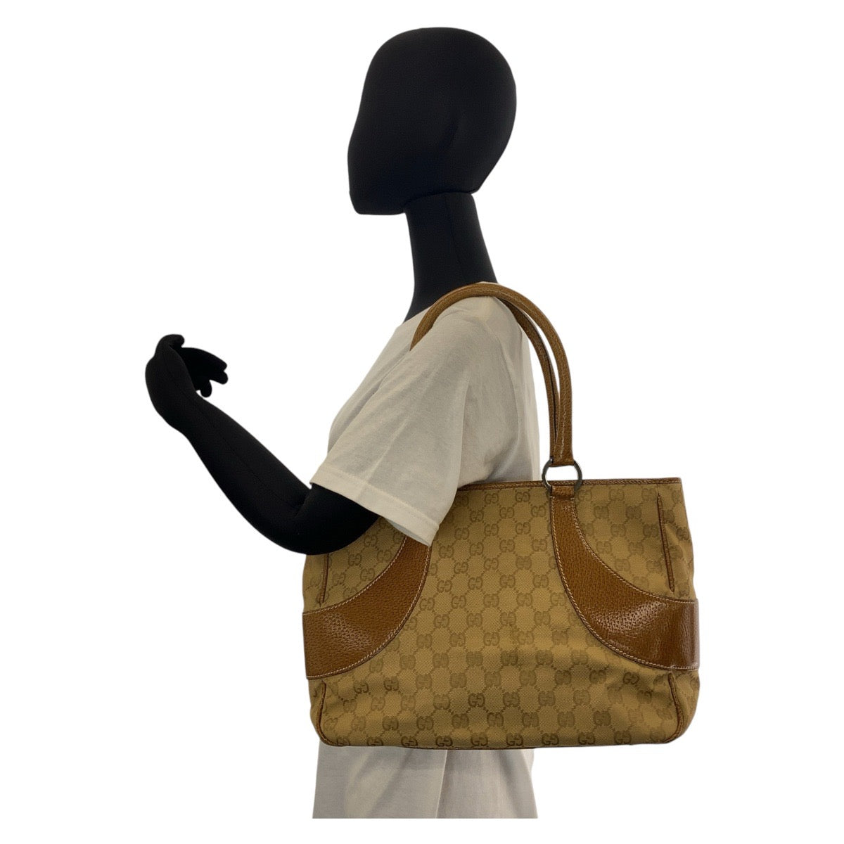 14712
GUCCI グッチ ベージュ ブラウン GGキャンバス / レザー 113011 トートバッグ ショルダーバッグ  レディース
