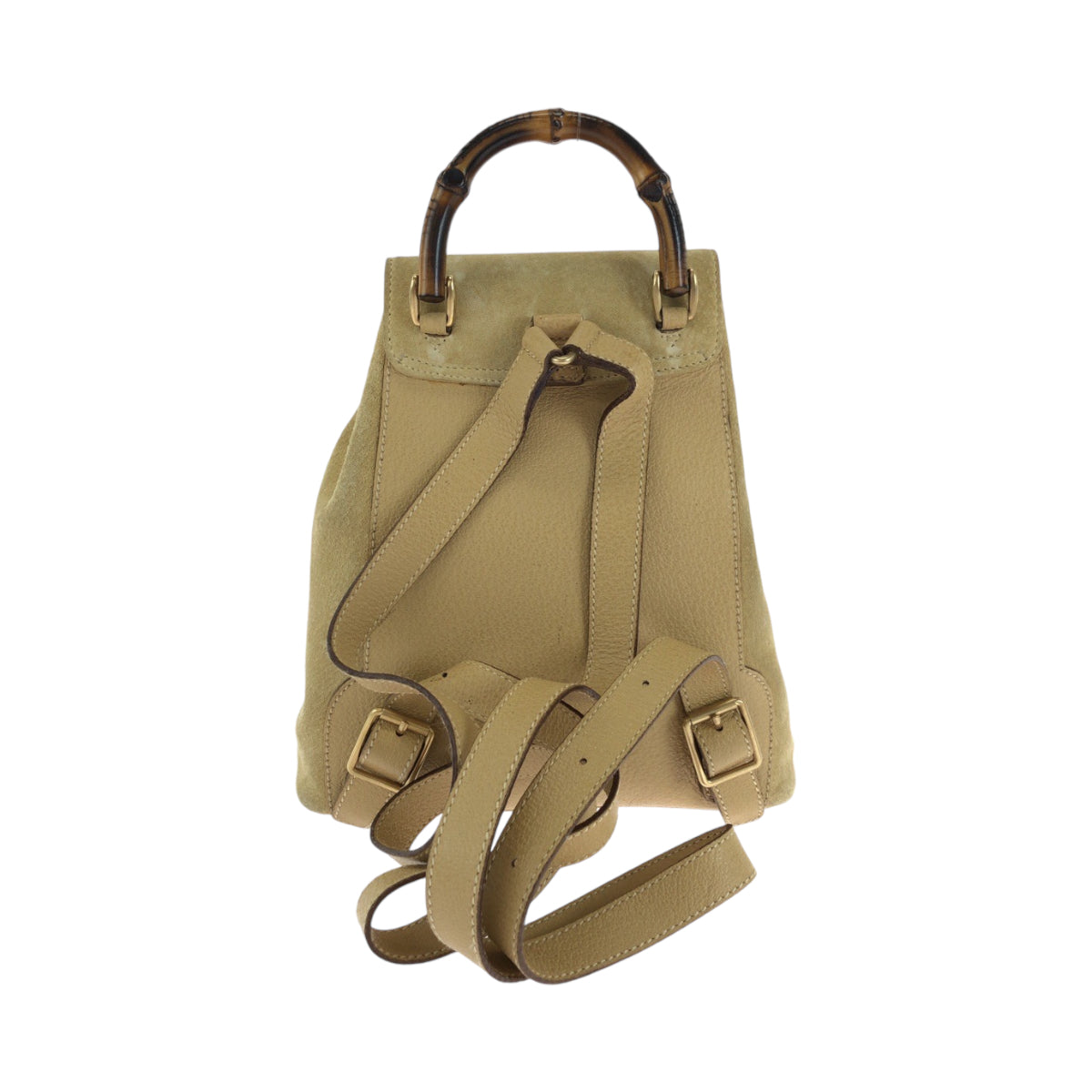 14714
GUCCI グッチ ヴィンテージ バンブー オールドグッチ ベージュ ブラウン ゴールド金具 スウェード 003 8030 リュックサック バックパック  レディース