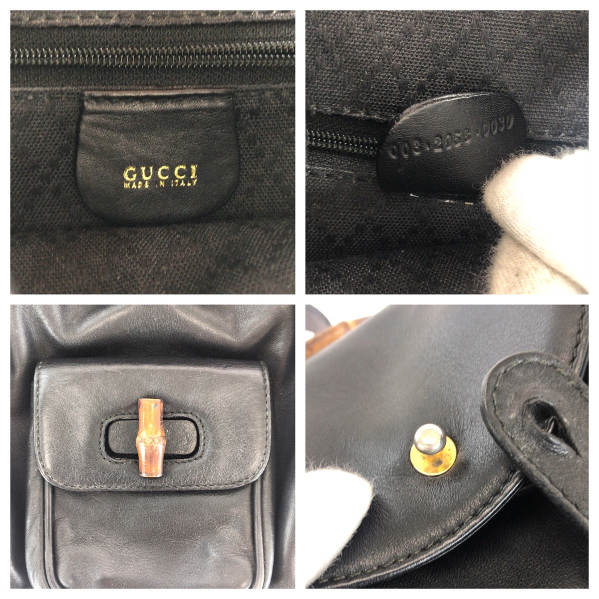 14715
GUCCI グッチ バンブー ブラック 黒 ゴールド金具 レザー 003 2058 0030 リュック・デイパック バックパック  レディース