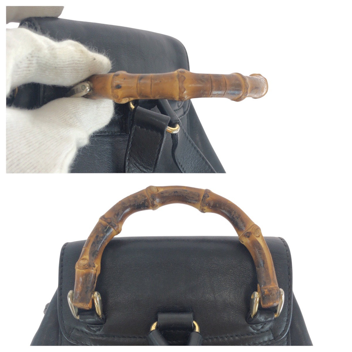 14715
GUCCI グッチ バンブー ブラック 黒 ゴールド金具 レザー 003 2058 0030 リュック・デイパック バックパック  レディース