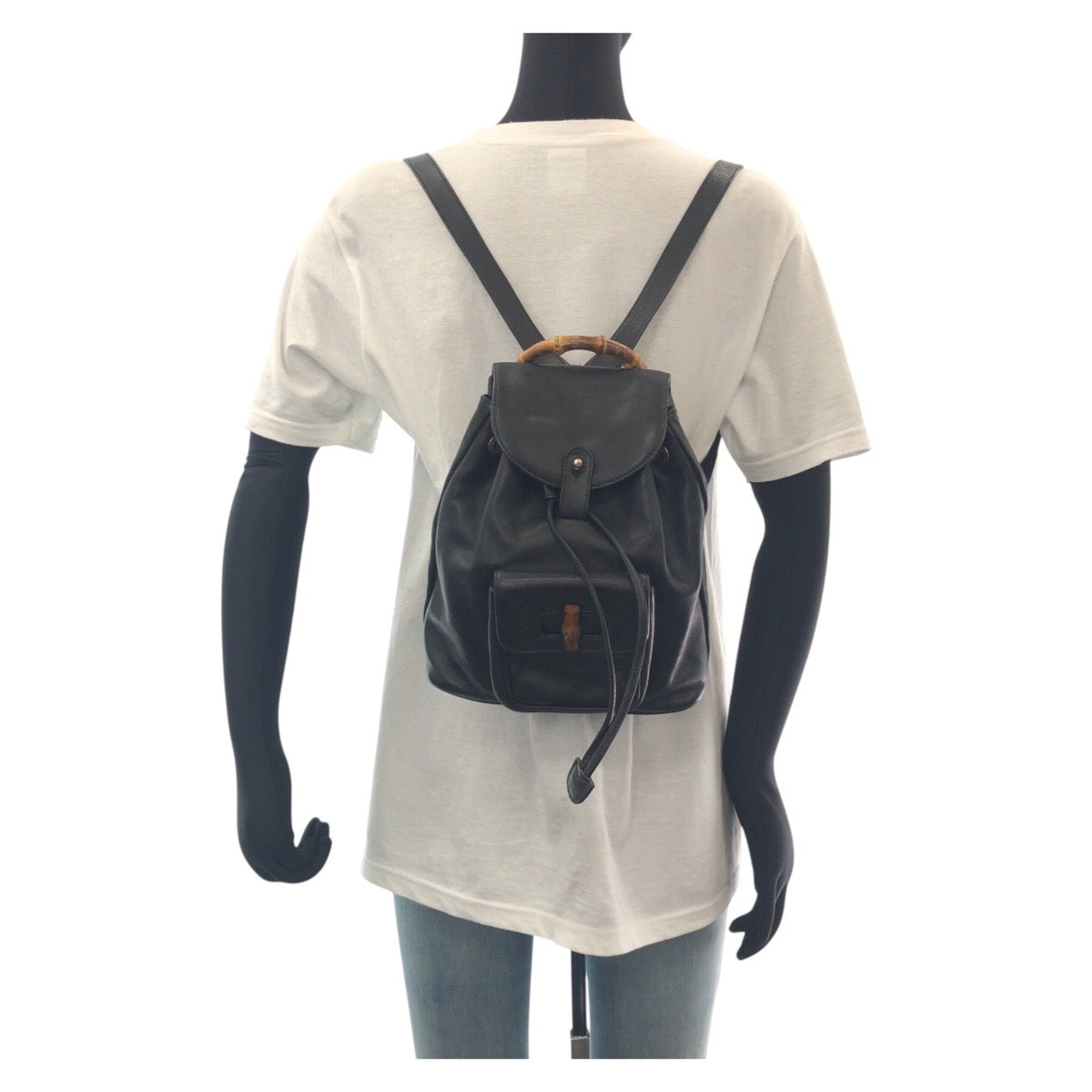 14715
GUCCI グッチ バンブー ブラック 黒 ゴールド金具 レザー 003 2058 0030 リュック・デイパック バックパック  レディース