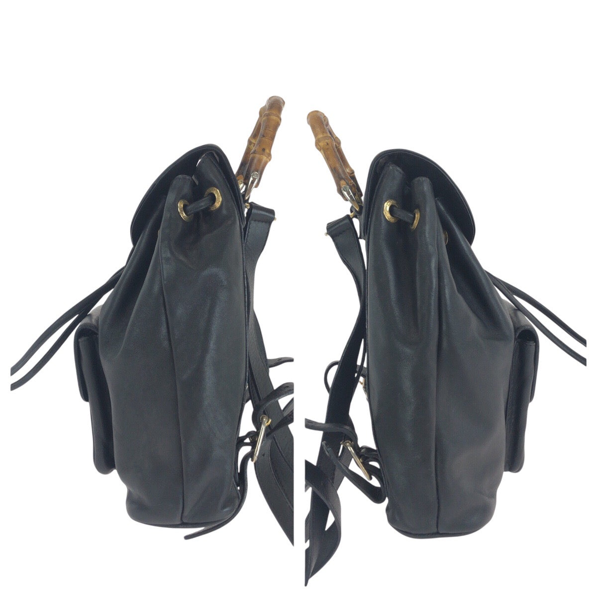 14715
GUCCI グッチ バンブー ブラック 黒 ゴールド金具 レザー 003 2058 0030 リュック・デイパック バックパック  レディース