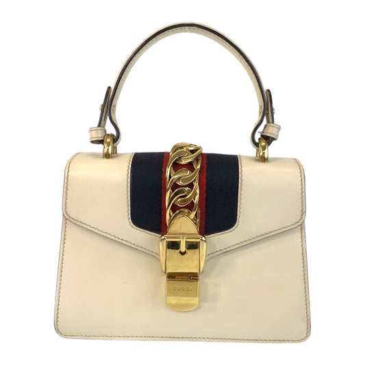 14716
GUCCI グッチ シェリーライン シルヴィ アイボリー マルチカラー ゴールド金具 レザー 470270 ハンドバッグ  レディース