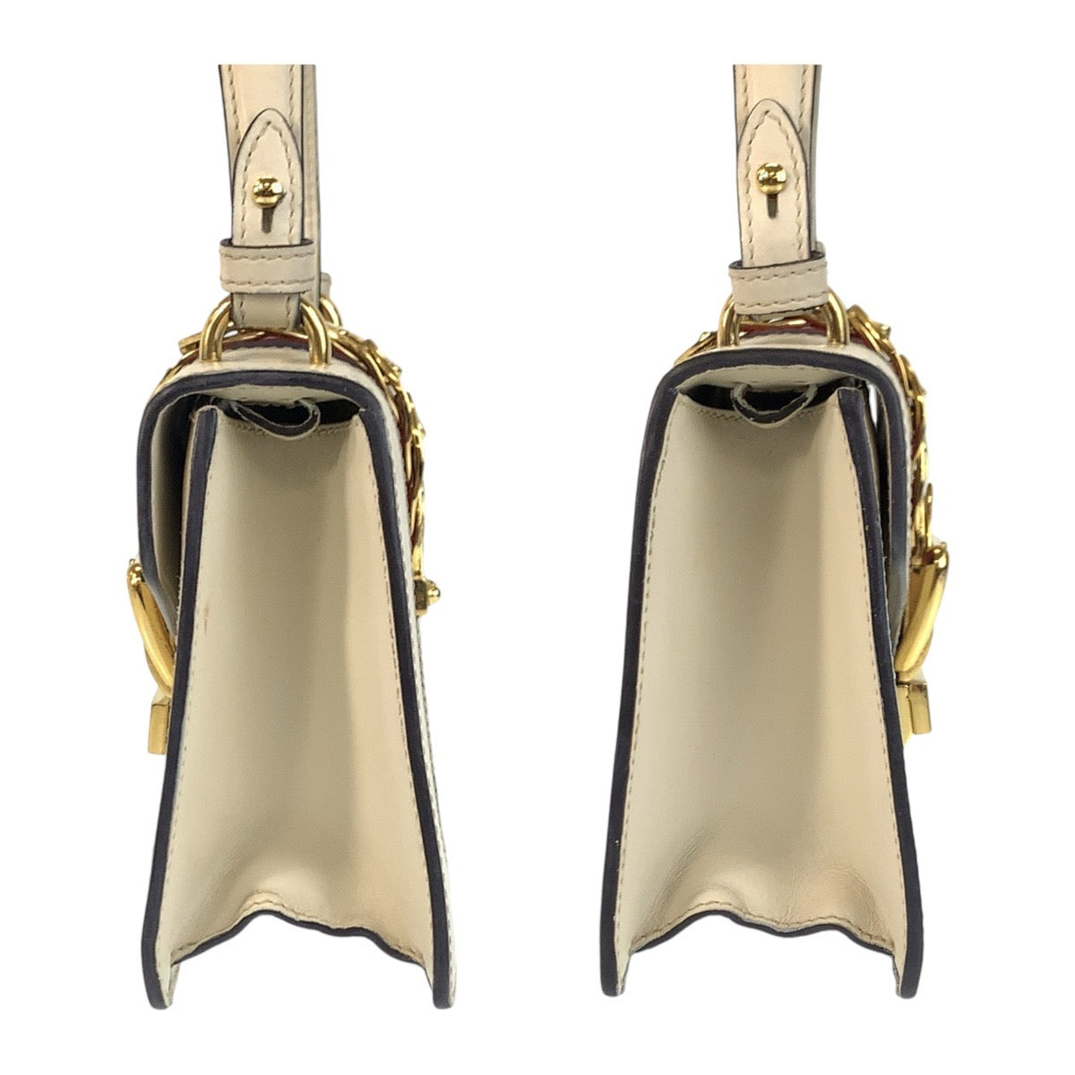 14716
GUCCI グッチ シェリーライン シルヴィ アイボリー マルチカラー ゴールド金具 レザー 470270 ハンドバッグ  レディース