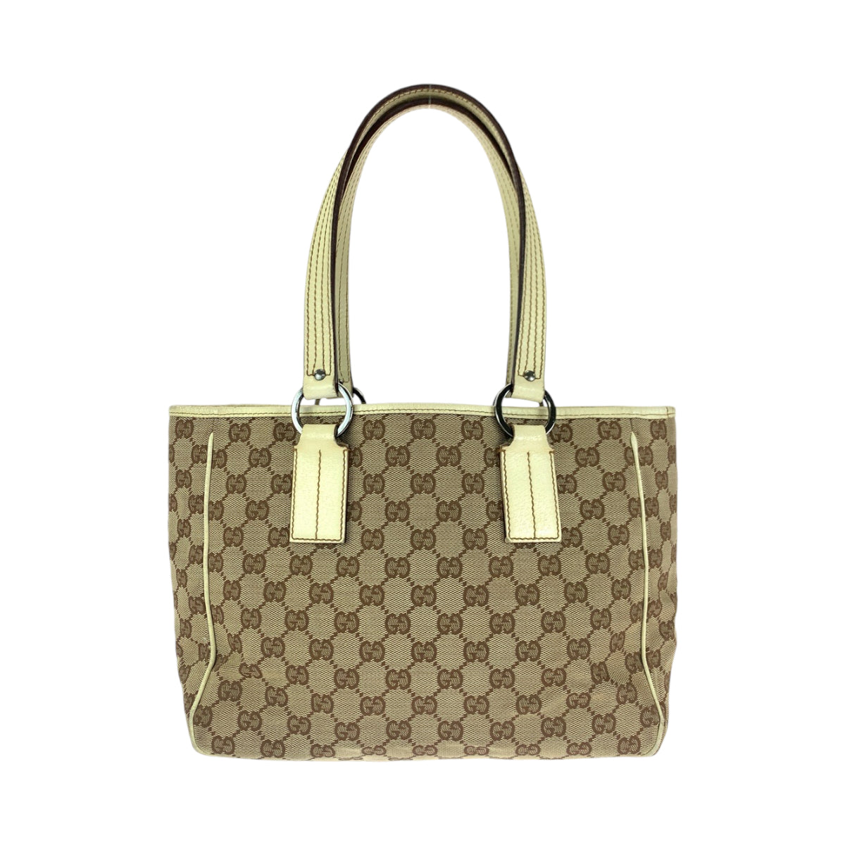 14717
GUCCI グッチ ブラウン ベージュ シルバー金具 GGキャンバス 113019 トートバッグ ショルダーバッグ  レディース