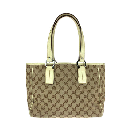 14717
GUCCI グッチ ブラウン ベージュ シルバー金具 GGキャンバス 113019 トートバッグ ショルダーバッグ  レディース