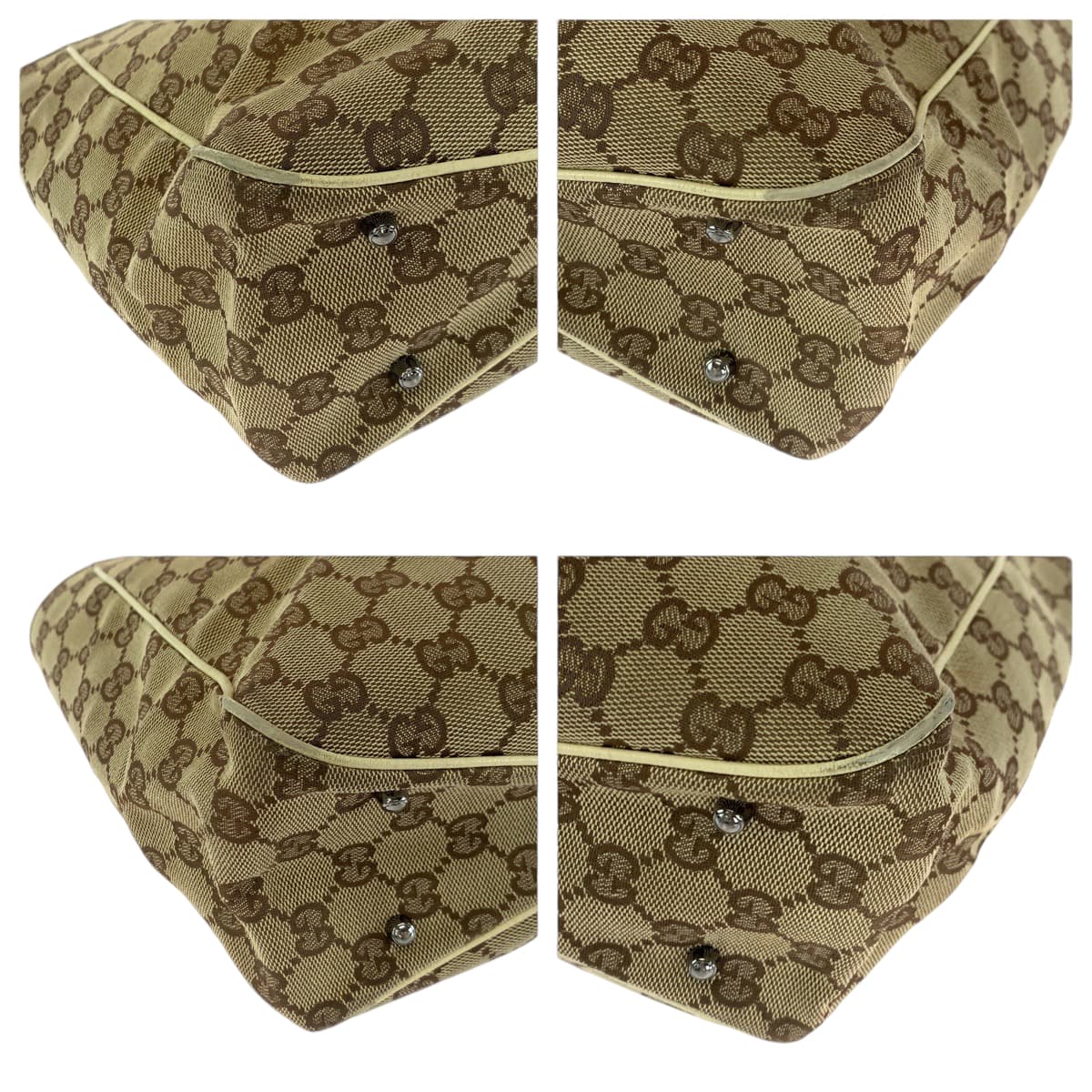 14717
GUCCI グッチ ブラウン ベージュ シルバー金具 GGキャンバス 113019 トートバッグ ショルダーバッグ  レディース