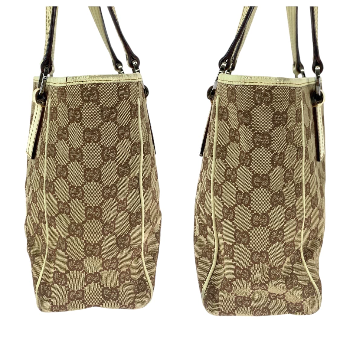14717
GUCCI グッチ ブラウン ベージュ シルバー金具 GGキャンバス 113019 トートバッグ ショルダーバッグ  レディース