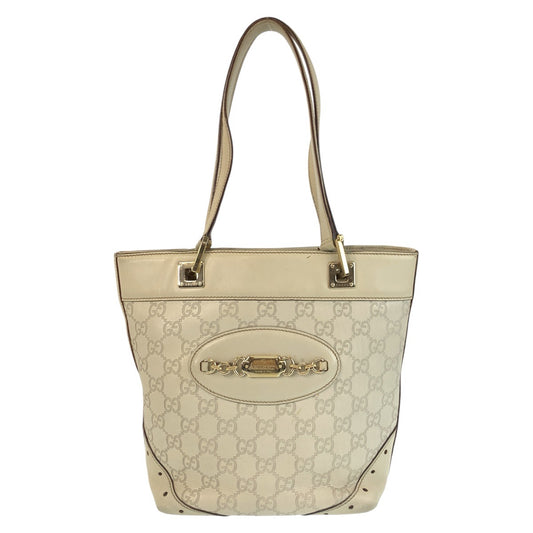 14718
GUCCI グッチ グッチシマ ホワイト ゴールド金具 レザー 145994 トートバッグ ショルダーバッグ  レディース