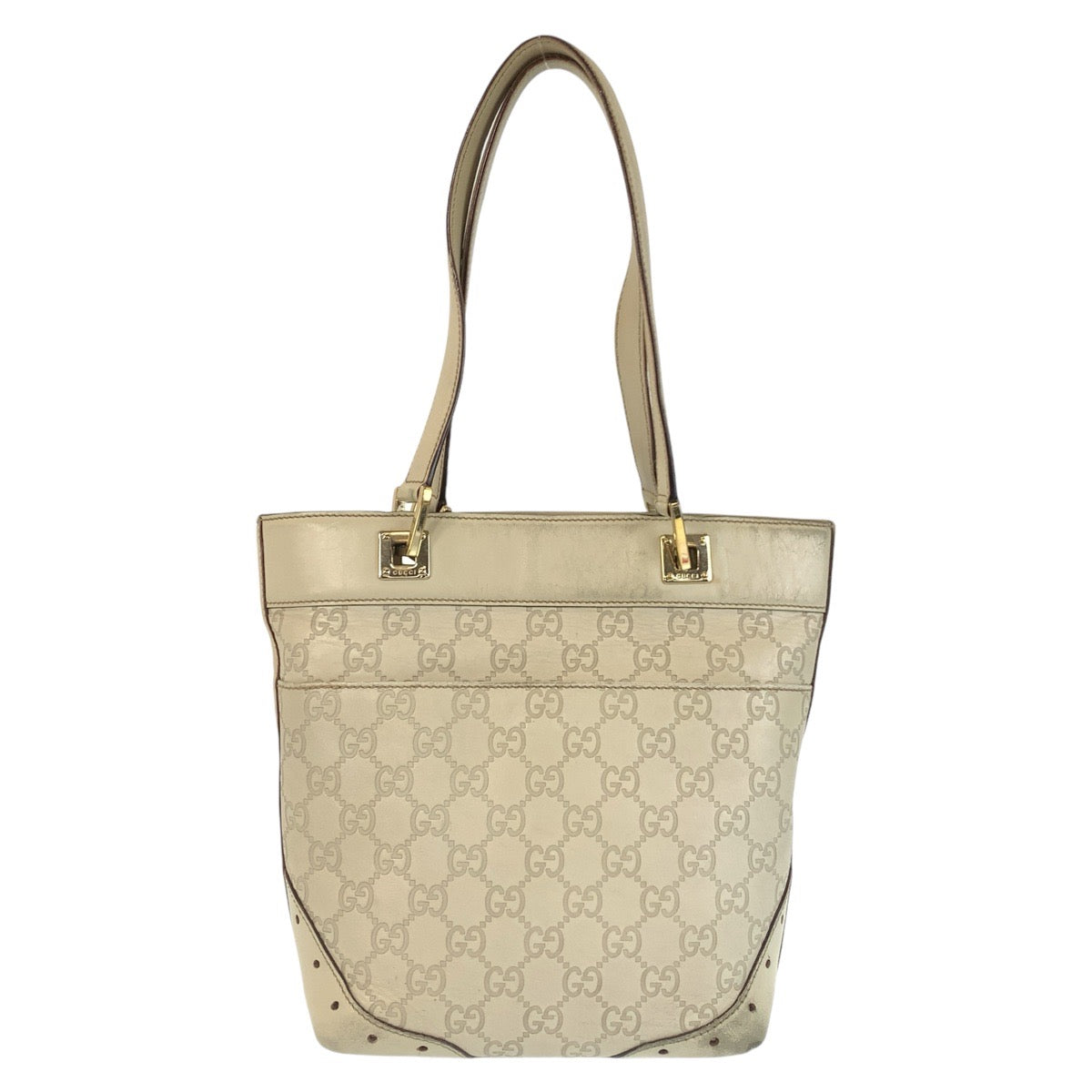 14718
GUCCI グッチ グッチシマ ホワイト ゴールド金具 レザー 145994 トートバッグ ショルダーバッグ  レディース