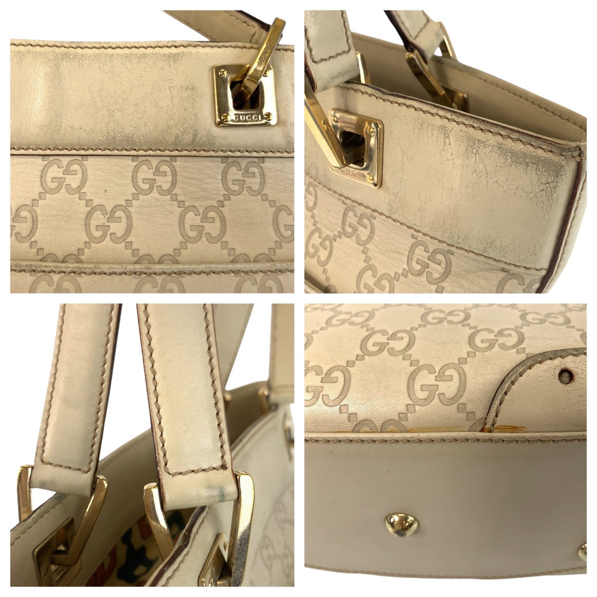 14718
GUCCI グッチ グッチシマ ホワイト ゴールド金具 レザー 145994 トートバッグ ショルダーバッグ  レディース