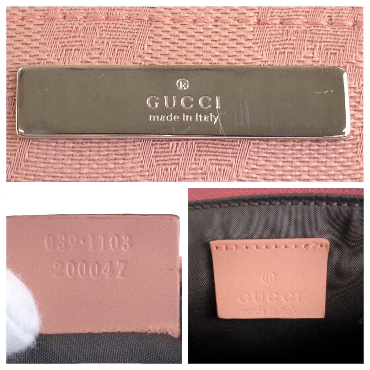 14719
GUCCI グッチ ピンク シルバー金具 GGキャンバス 039 1103 ハンドバッグ アクセサリーポーチ  レディース