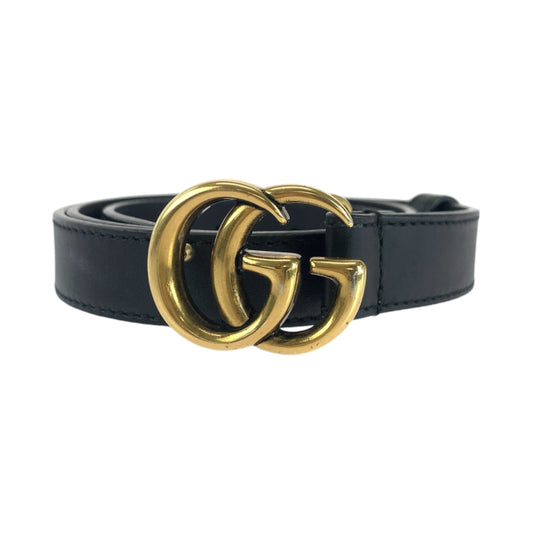 14720
GUCCI グッチ GGマーモント 70cm/28inc ブラック 黒 ゴールド金具 レザー 409417 ベルト バックル  レディース