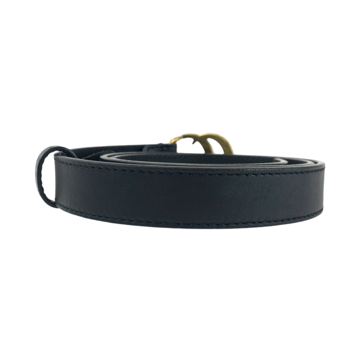 14720
GUCCI グッチ GGマーモント 70cm/28inc ブラック 黒 ゴールド金具 レザー 409417 ベルト バックル  レディース