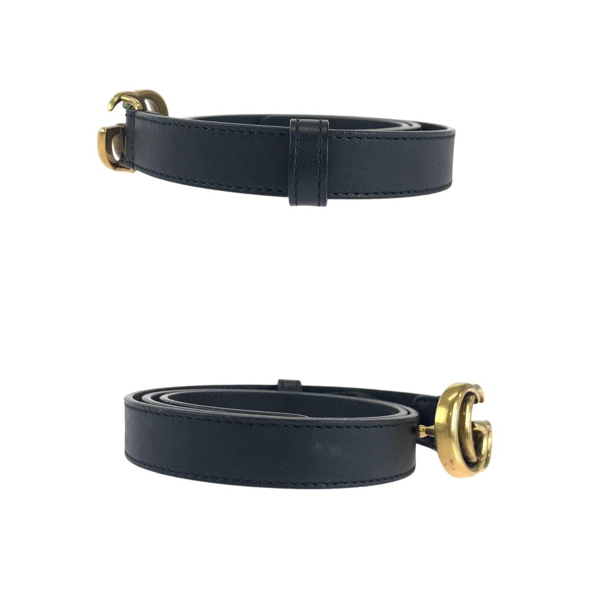 14720
GUCCI グッチ GGマーモント 70cm/28inc ブラック 黒 ゴールド金具 レザー 409417 ベルト バックル  レディース