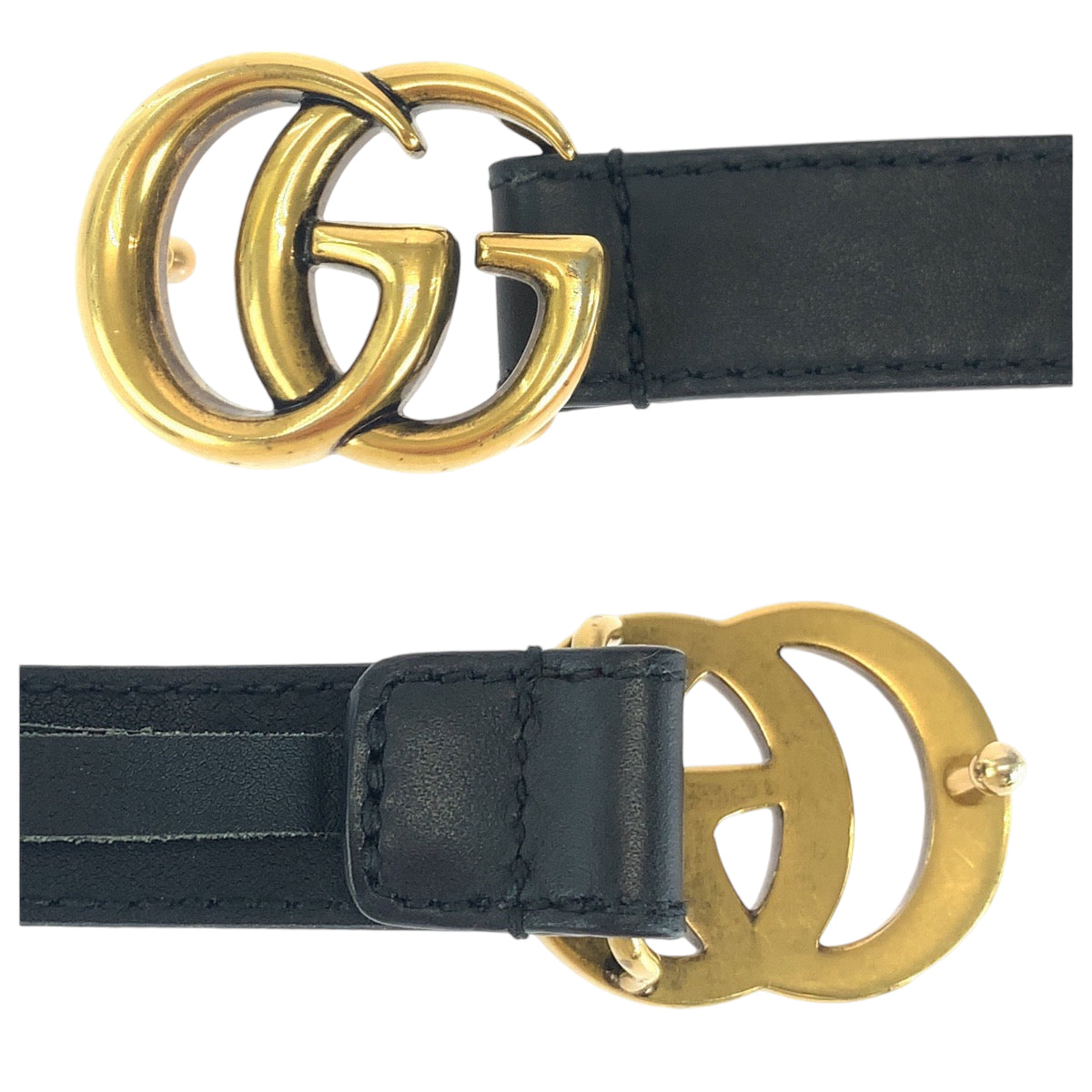 14720
GUCCI グッチ GGマーモント 70cm/28inc ブラック 黒 ゴールド金具 レザー 409417 ベルト バックル  レディース