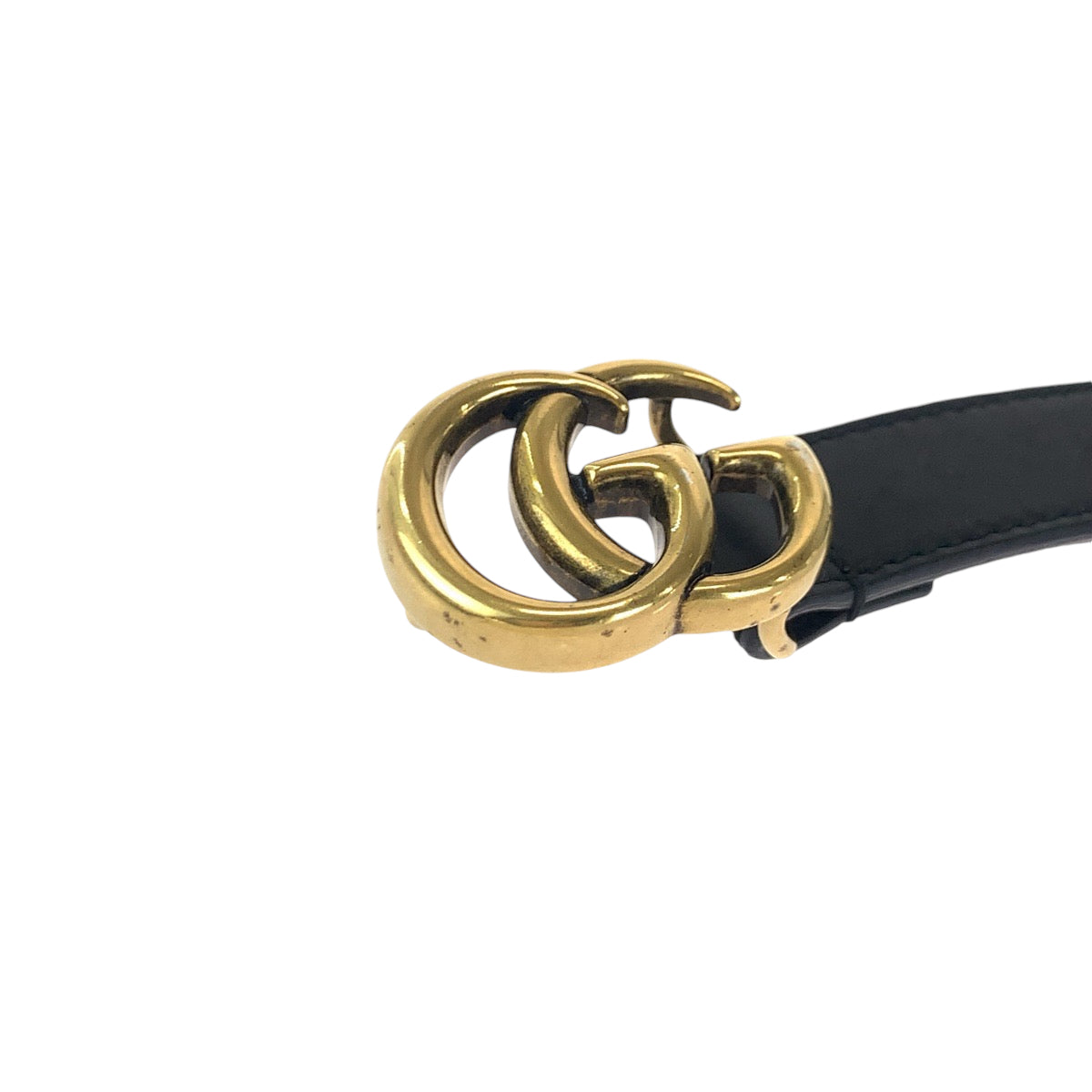 14720
GUCCI グッチ GGマーモント 70cm/28inc ブラック 黒 ゴールド金具 レザー 409417 ベルト バックル  レディース