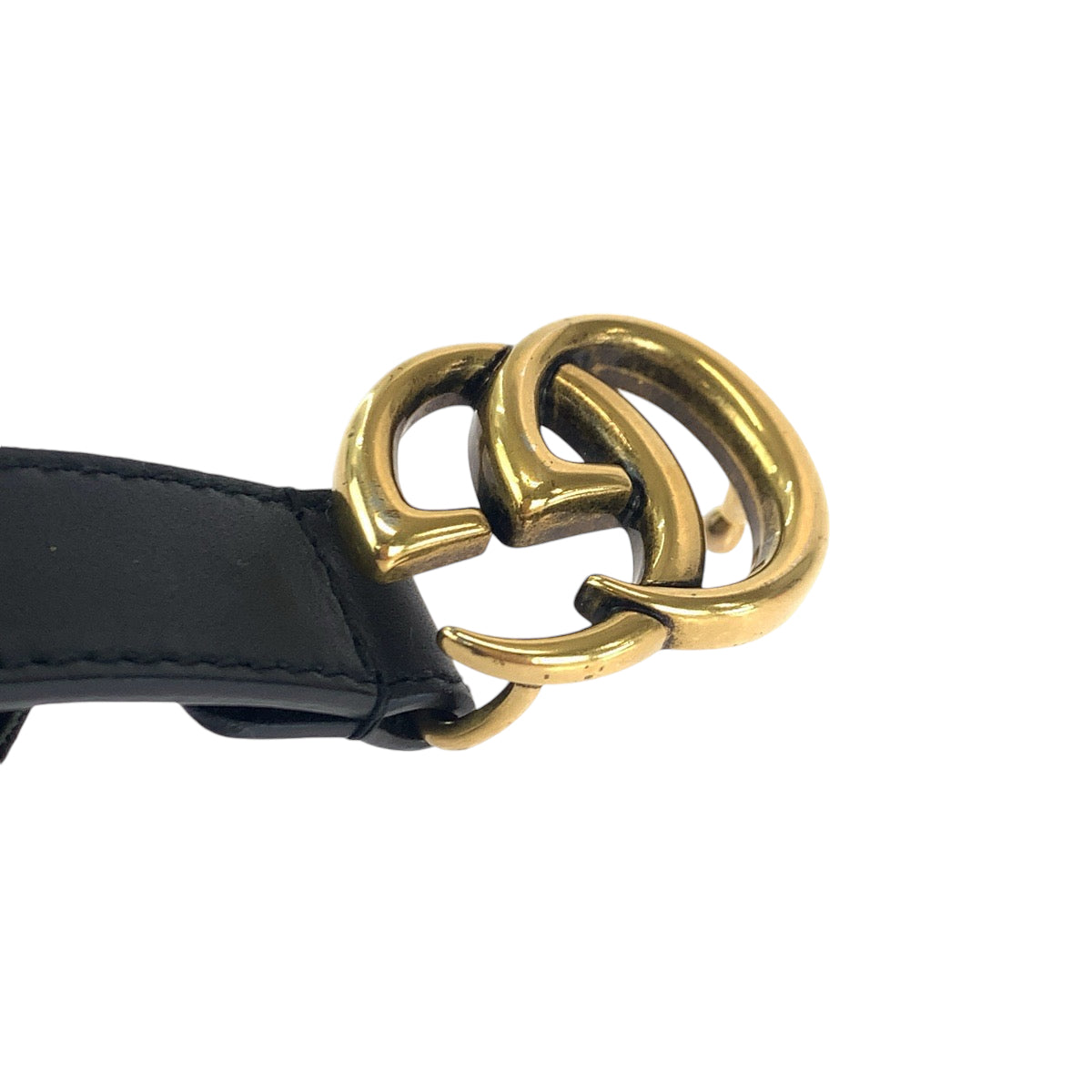 14720
GUCCI グッチ GGマーモント 70cm/28inc ブラック 黒 ゴールド金具 レザー 409417 ベルト バックル  レディース