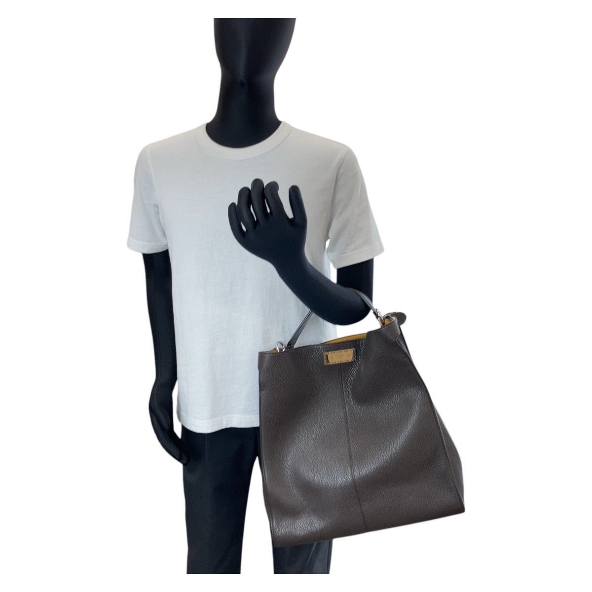 14721
FENDI フェンディ ピーカブー エックスライト フィット ブラウン シルバー金具 レザー ビジネスバッグ  ブリーフケース  メンズ