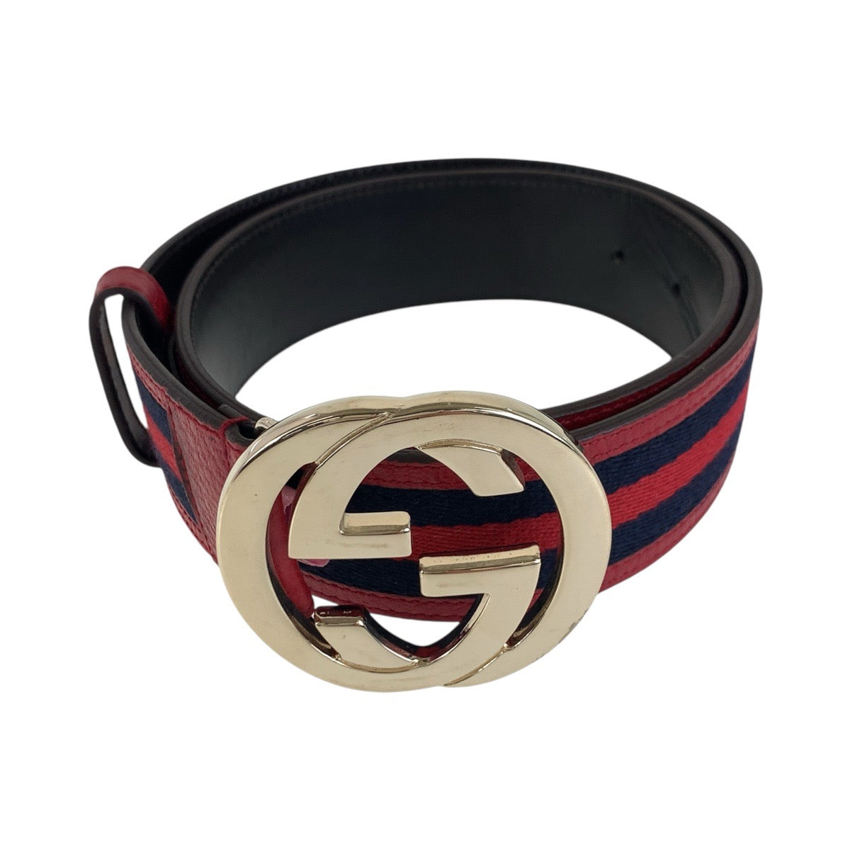 14723
GUCCI グッチ シェリーライン インターロッキング 75cm/30インチ レッド ネイビー ゴールド金具 キャンバス / レザー 114876 ベルト 男女兼用  メンズ