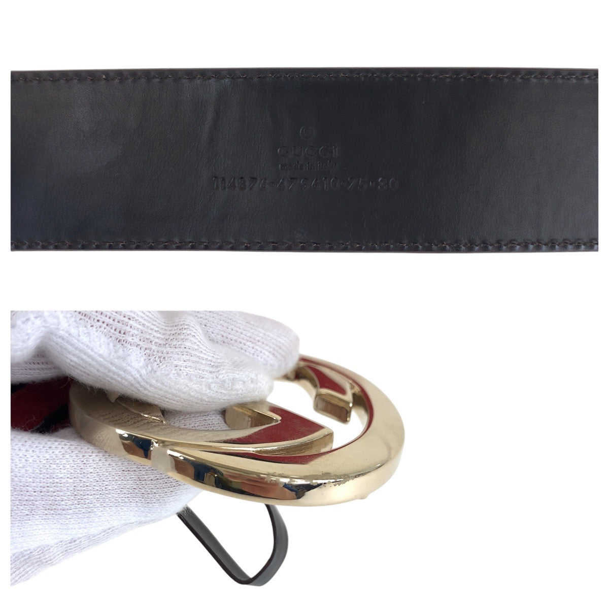 14723
GUCCI グッチ シェリーライン インターロッキング 75cm/30インチ レッド ネイビー ゴールド金具 キャンバス / レザー 114876 ベルト 男女兼用  メンズ