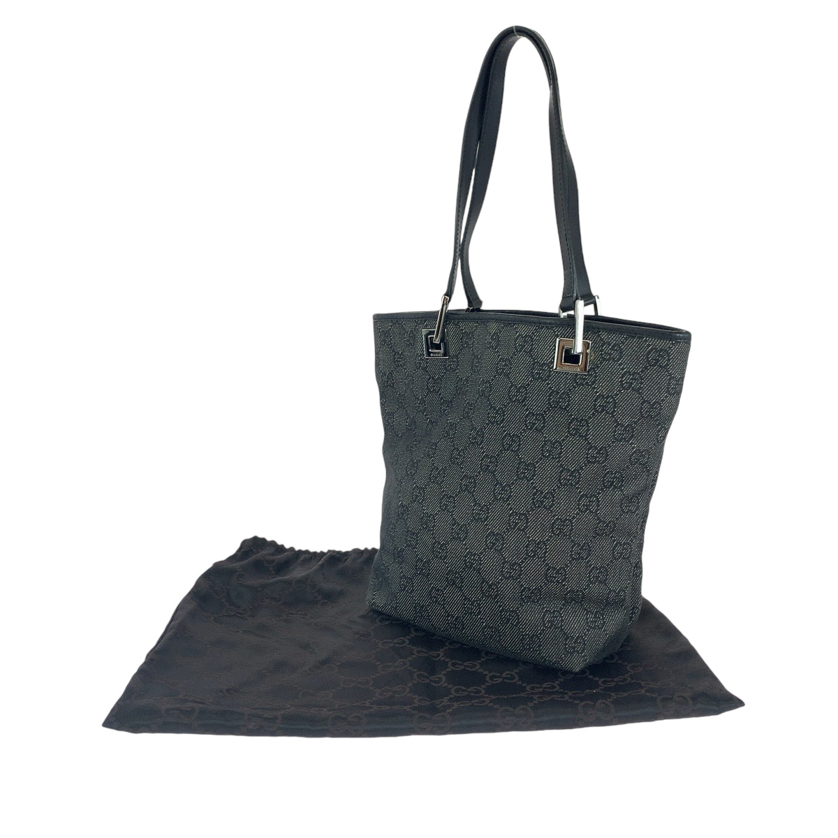 14724
GUCCI グッチ ブラック 黒 シルバー金具 GGキャンバス 31244 トートバッグ ハンドバッグ  レディース