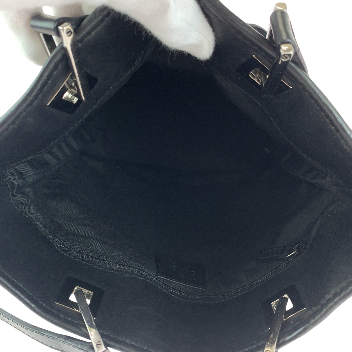 14724
GUCCI グッチ ブラック 黒 シルバー金具 GGキャンバス 31244 トートバッグ ハンドバッグ  レディース
