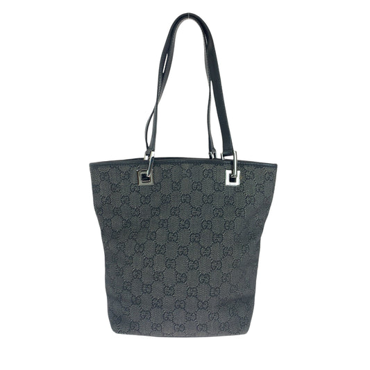 14724
GUCCI グッチ ブラック 黒 シルバー金具 GGキャンバス 31244 トートバッグ ハンドバッグ  レディース